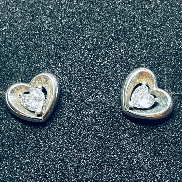 NWOT Double Heart Stud Earrings, Sterling Silver 925 - Picture 13 of 13